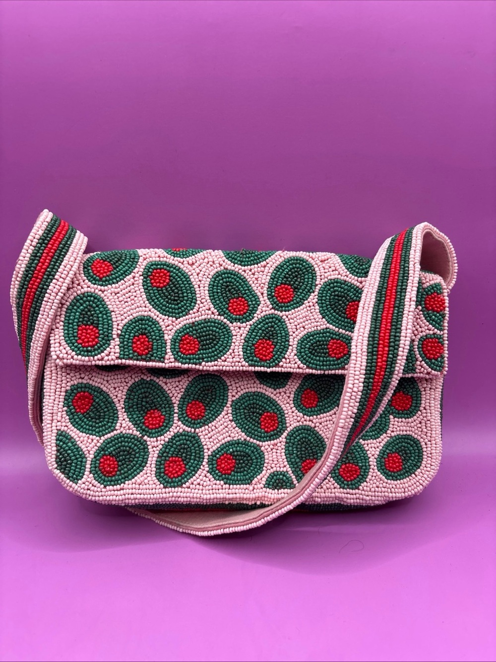 MAEVE Anthropologie olive beaded Viral handbag